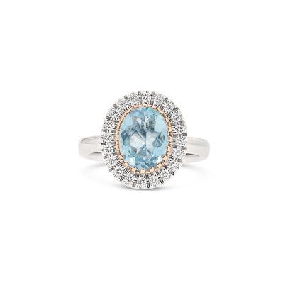 Anello BeLoma con acquamarina e diamanti
