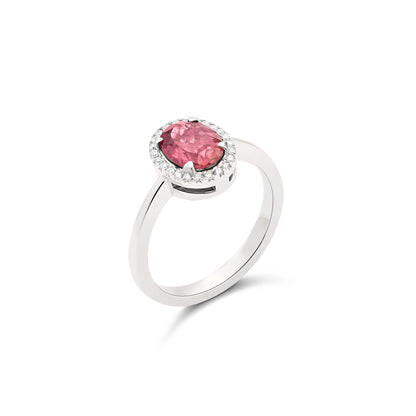 Anello BeLoma con tormalina rosa e diamanti