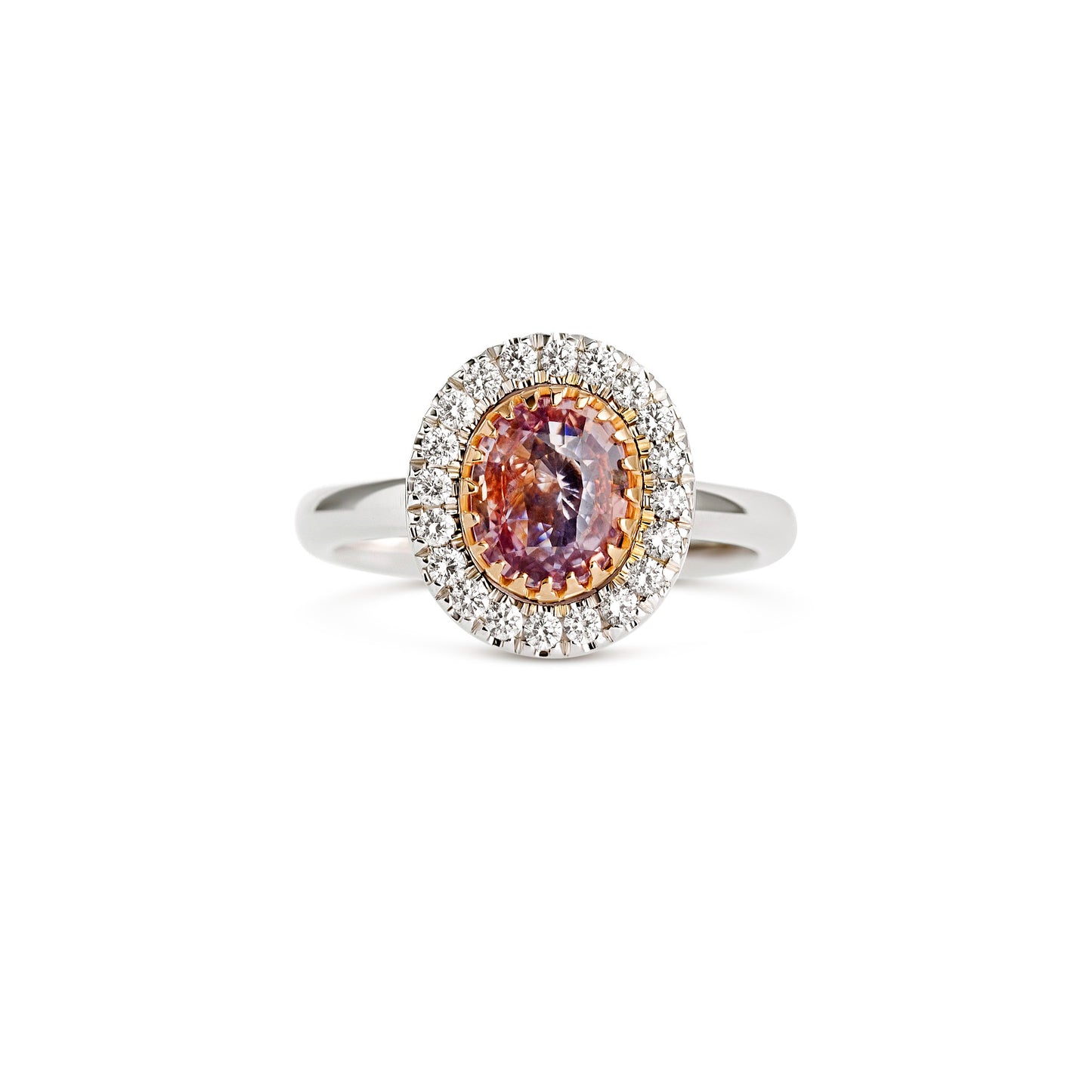 Anello BeLoma con zaffiro Padparadscha e diamanti