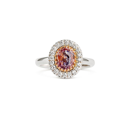 Anello BeLoma con zaffiro Padparadscha e diamanti