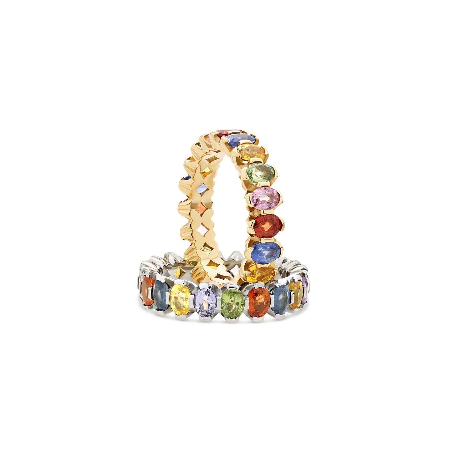 Anello Eternity con zaffiri multicolor