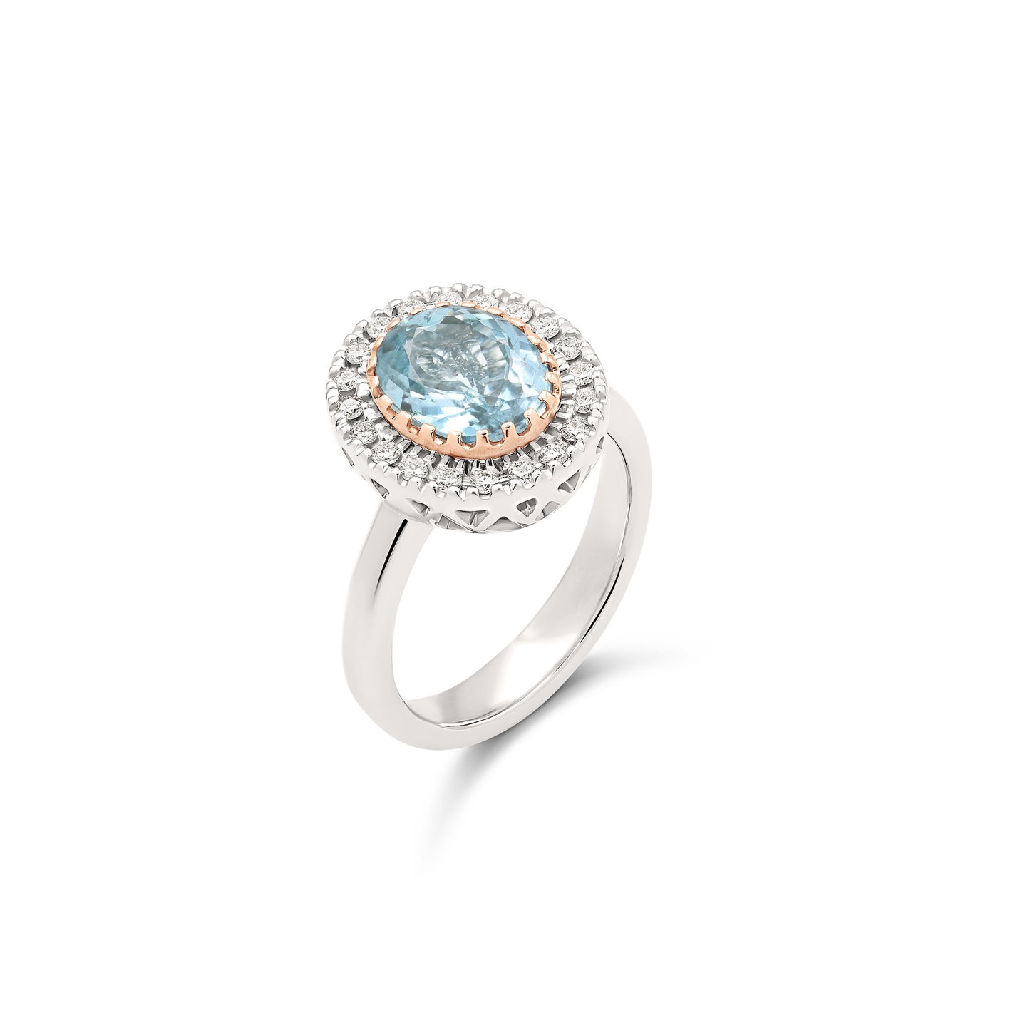 Anello BeLoma con acquamarina e diamanti