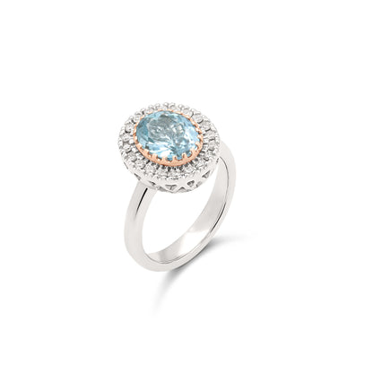 Anello BeLoma con acquamarina e diamanti