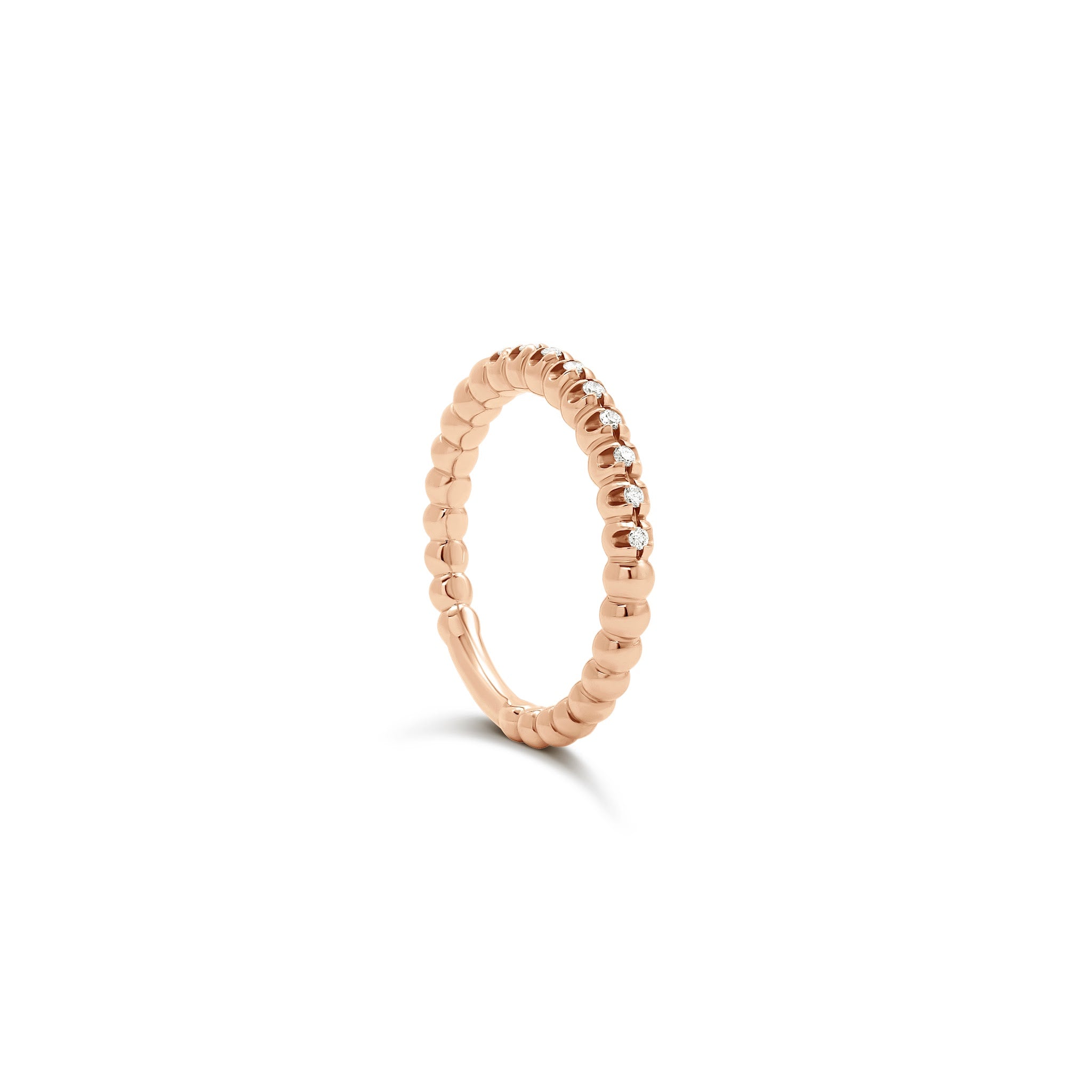 Pink Sphere Eternity Ring - 18k Rose Gold and 9 G/SI Diamonds, 0.07 ct ...