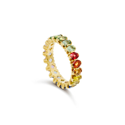 Anello Eternity con zaffiri multicolor